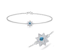 Star Shape with Turquoise and CZ Silver Bracelet BRS-543